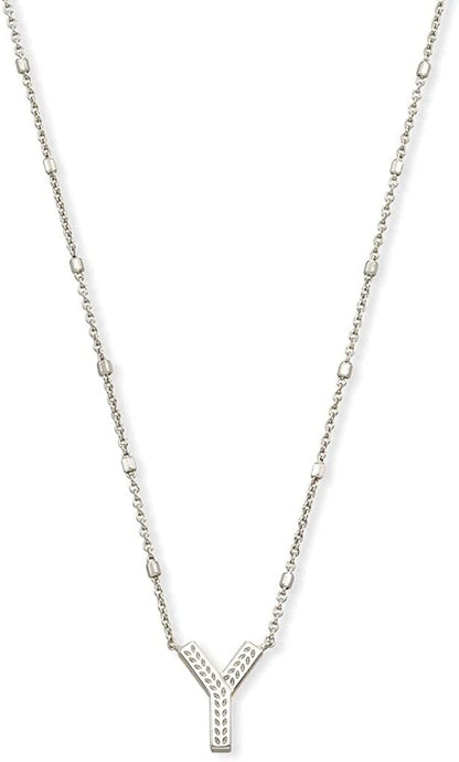 Letters A-Z Pendant Necklace for Women, Fashion Jewelry, Rhodium-Plated Brass Letter Y