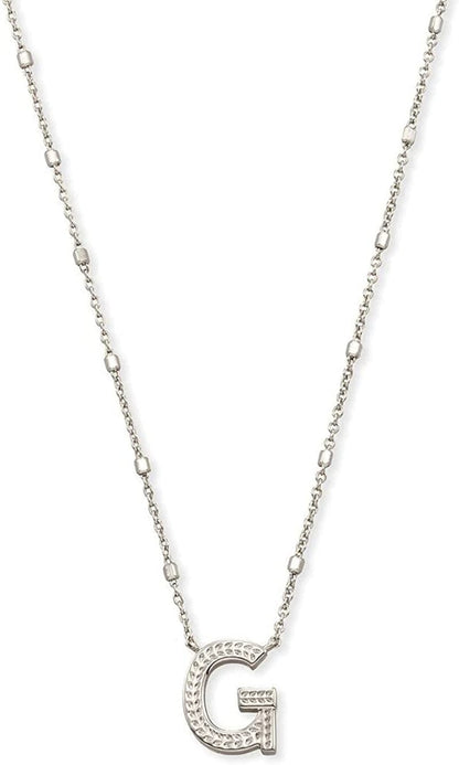 Letters A-Z Pendant Necklace for Women, Fashion Jewelry, Rhodium-Plated Brass Letter G
