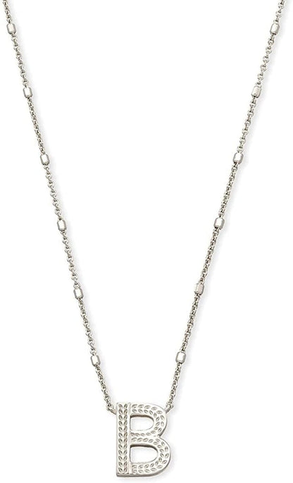 Letters A-Z Pendant Necklace for Women, Fashion Jewelry, Rhodium-Plated Brass Letter B
