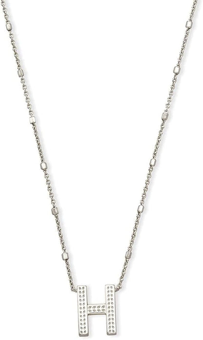Letters A-Z Pendant Necklace for Women, Fashion Jewelry, Rhodium-Plated Brass Letter H