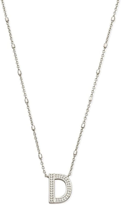 Letters A-Z Pendant Necklace for Women, Fashion Jewelry, Rhodium-Plated Brass Letter D