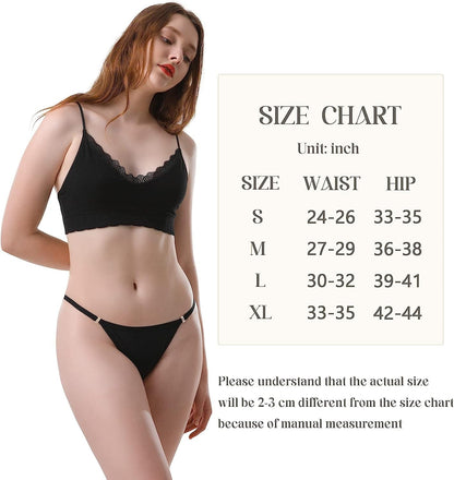 LEVAO Cotton Thongs for Women Sexy Underwear G-String Panties Rhinestone T-Back Bikini Multipack S-XL