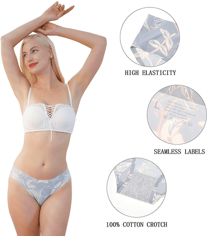 LEVAO Seamless Underwear for Women Soft Breathable Stretch Printed Briefs No Show Cheeky Bikini Panties Pack of 6 Apparel & Accessories > Clothing > Underwear & Socks > Underwear LEVAO   
