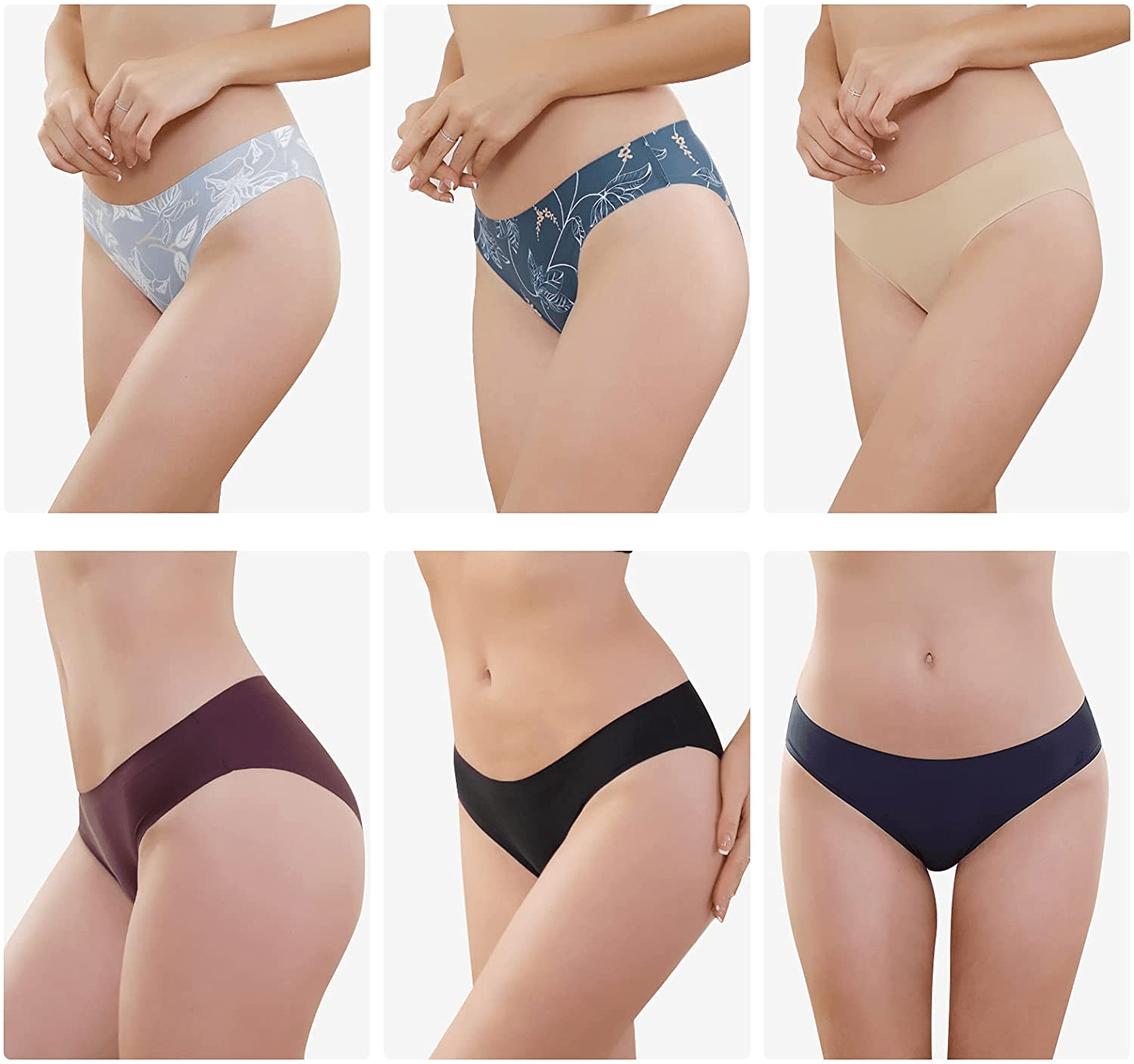 LEVAO Seamless Underwear for Women Soft Breathable Stretch Printed Briefs No Show Cheeky Bikini Panties Pack of 6 Apparel & Accessories > Clothing > Underwear & Socks > Underwear LEVAO   