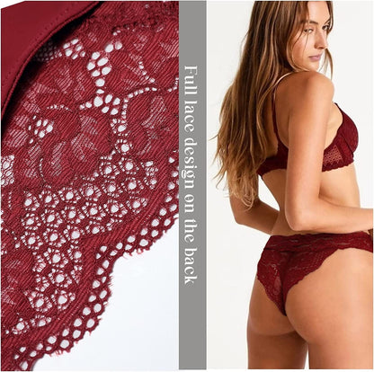 LEVAO Thongs for Women Lace Underwear Tangas Sexy Low Waist Panties Pack of 6