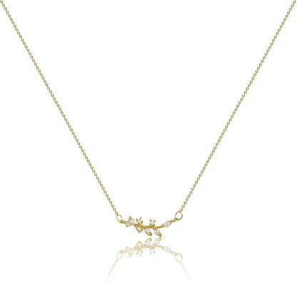 LEXODY Diamond Necklaces for Women Dainty Leaf Necklace 14K Gold Plated Layered CZ Moon Necklace Simple Diamond Choker Necklaces for Women Trendy Jewelry Gifts for Girls