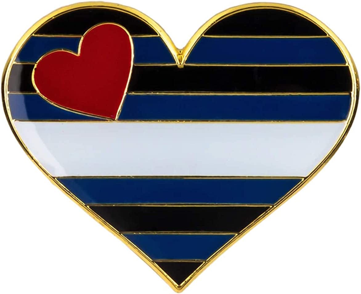 LGBTQ Flag Heart Lapel Pins (1") Hat Tie Tack Badge Pin Leather