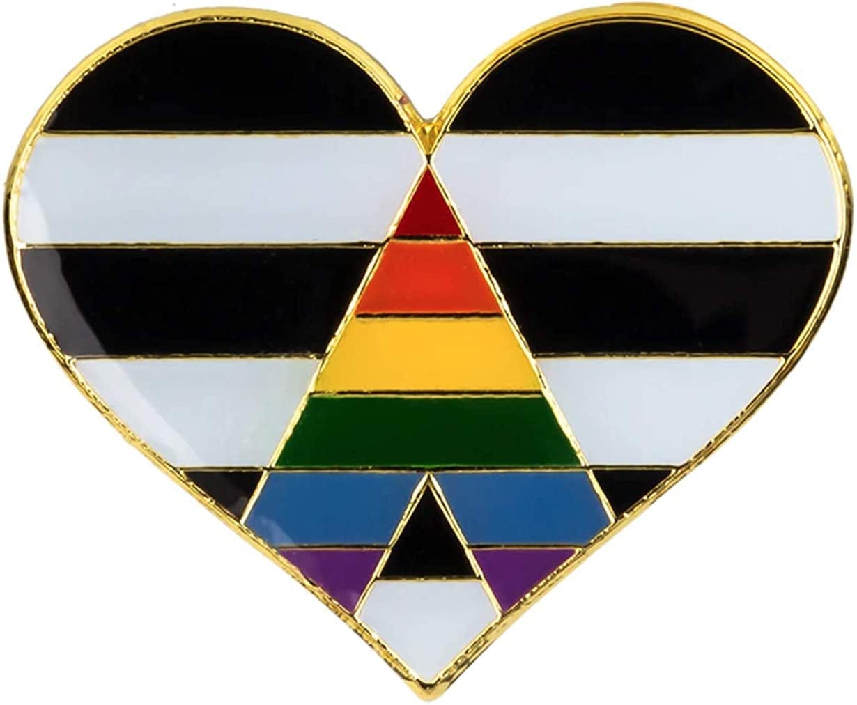 LGBTQ Flag Heart Lapel Pins (1") Hat Tie Tack Badge Pin Ally
