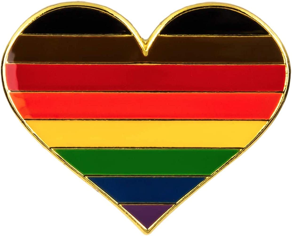 LGBTQ Flag Heart Lapel Pins (1") Hat Tie Tack Badge Pin Philly Rainbow