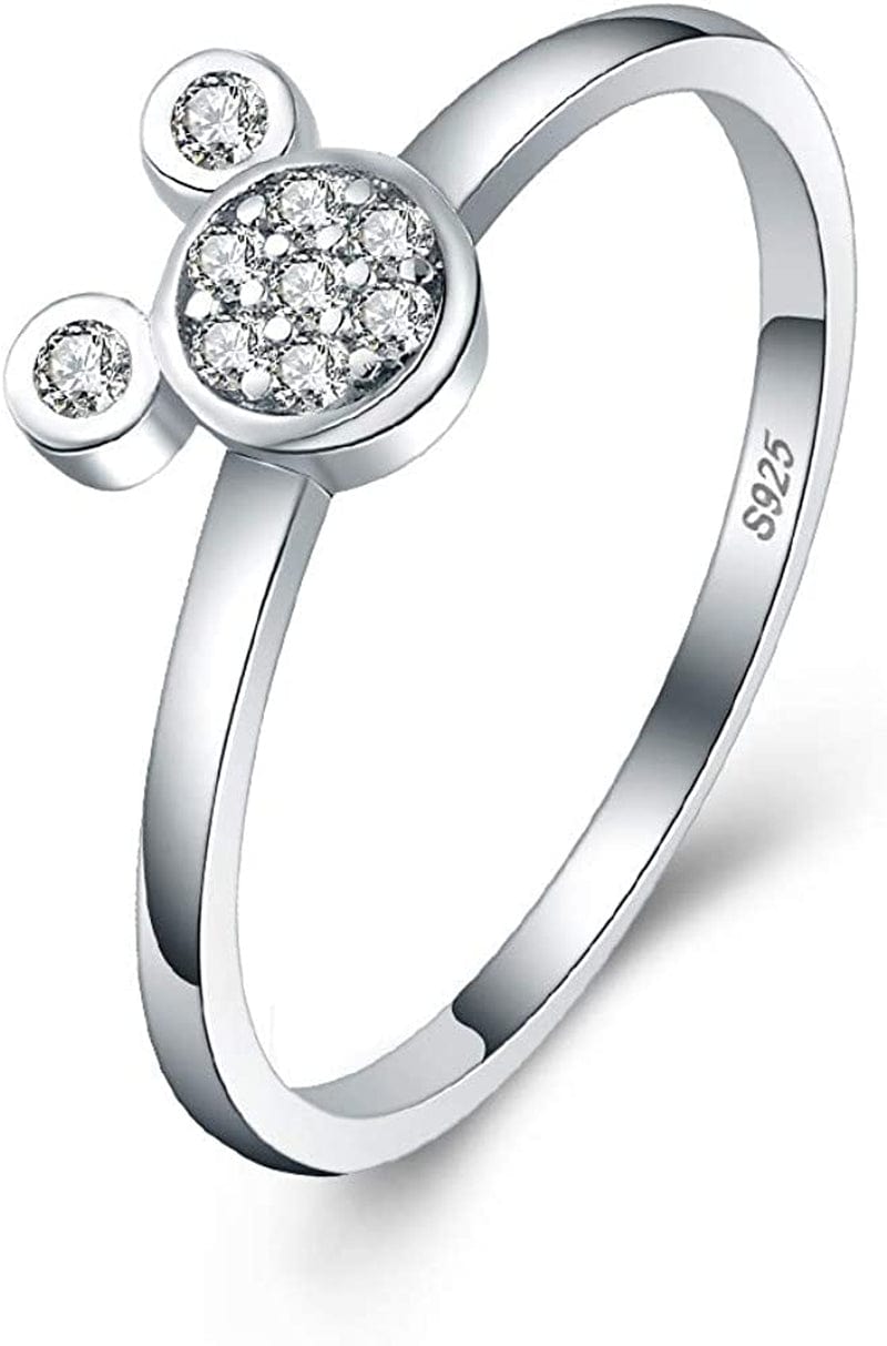 LGSY CZ Mini Mouse Rings for Women Jewelry Gift Sterling Silver 6