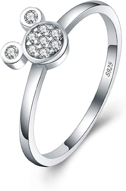 LGSY CZ Mini Mouse Rings for Women Jewelry Gift Sterling Silver 6