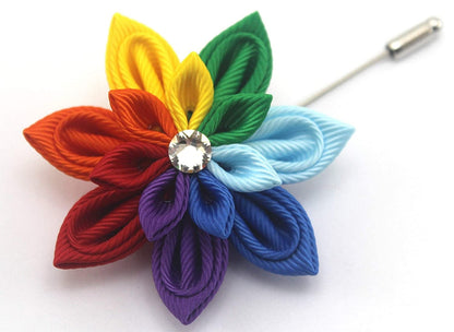 LGTB Pin Rainbow Flower Brooch Pride Pin Men'S Flower Lapel Pin Gay Lesbian