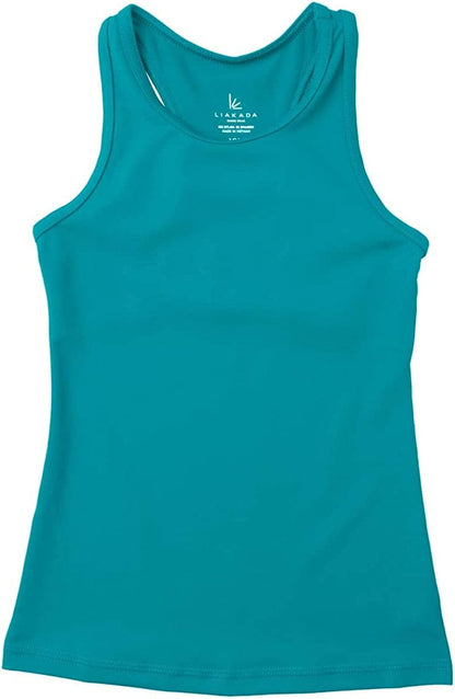 Liakada Girls Stylish & Supportive Basic Sports Bra with Integrated Bra Shelf Liner Dance, Gym, Yoga, Cheer! Teal / Medium
