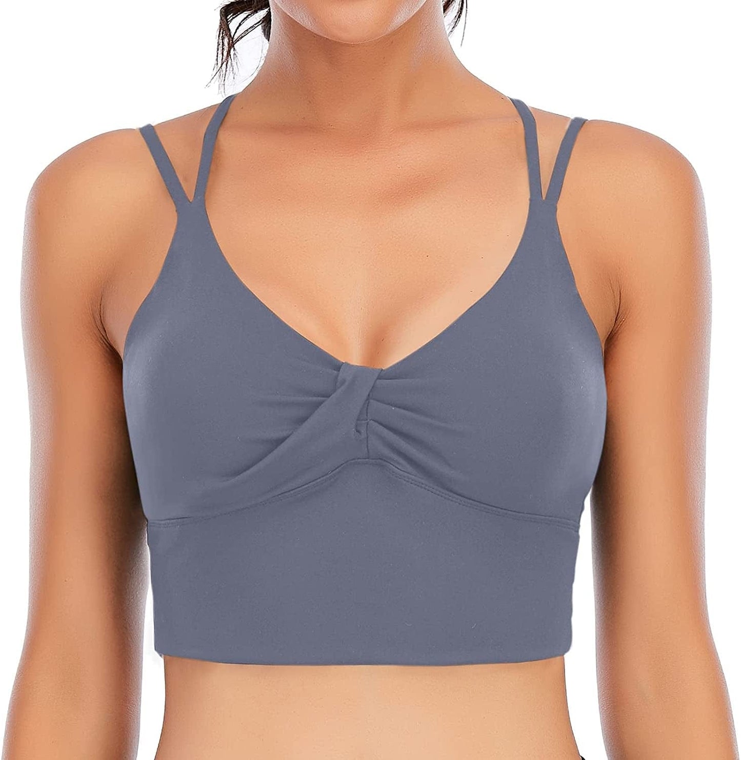 Lianshp Longline Sports Bra Cross Back Strappy Tank Top for Women Yoga Workout Running Shirts