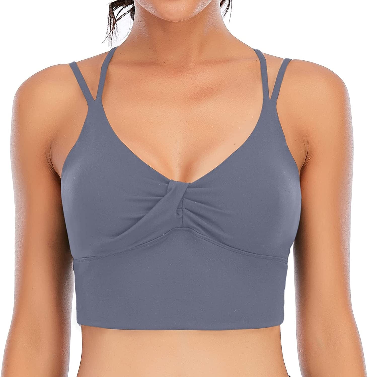 Lianshp Longline Sports Bra Cross Back Strappy Tank Top for Women Yoga Workout Running Shirts