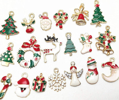 Libiline 38Pcs Christmas Pendant Charm for Necklace Bracelet Jewelry Making Clothes Sewing Bags Decoration Charm Diy Scrapbooking Supply(Christmas Styles)