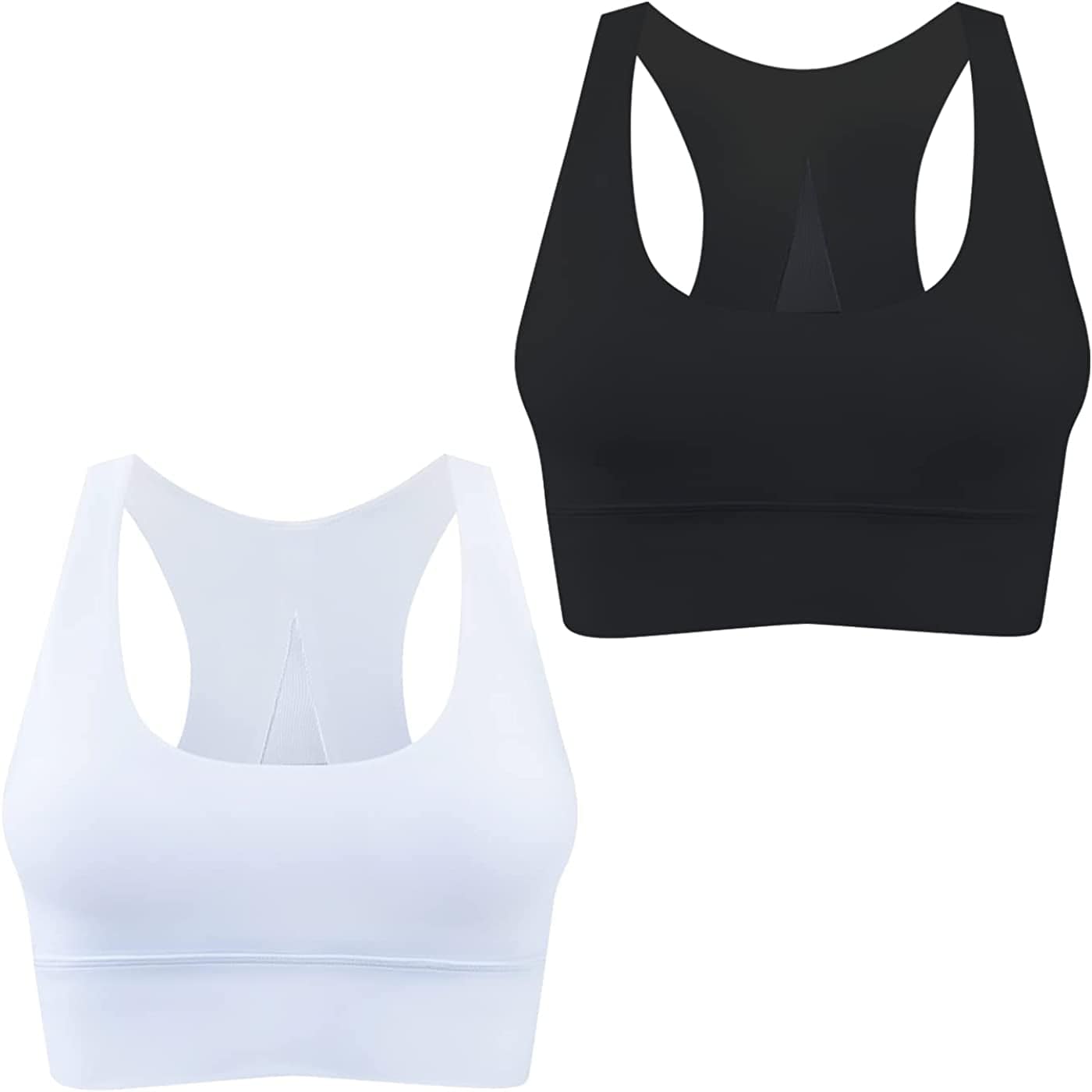 Light & Leaf Sports Bras for Women Medium Impact Longline Yoga Workout Bra- Running Gym Activewear 2 Pack(black/White) / X-Small