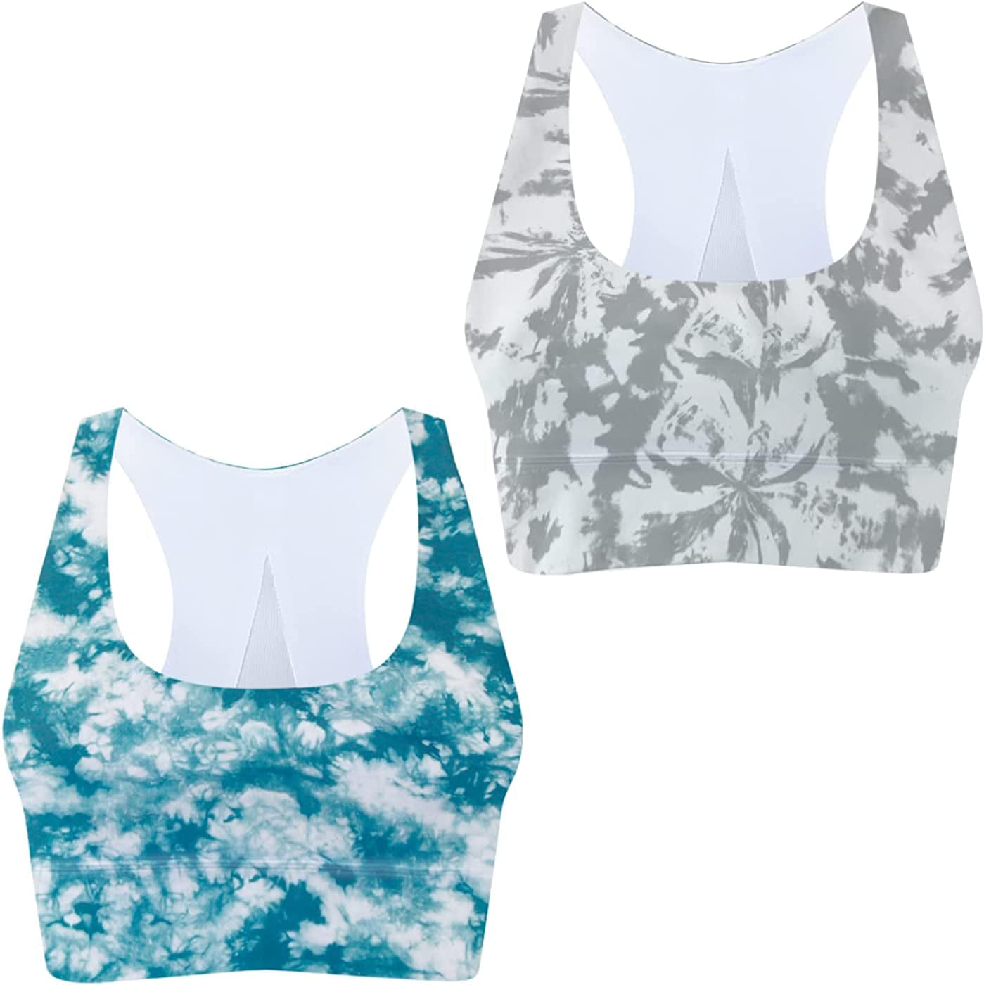 Light & Leaf Sports Bras for Women Medium Impact Longline Yoga Workout Bra- Running Gym Activewear 2 Pack(tie Dye/Tie Dye) / X-Small