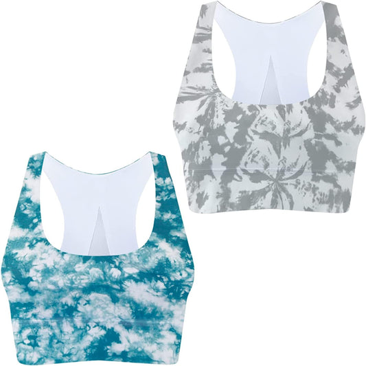 Light & Leaf Sports Bras for Women Medium Impact Longline Yoga Workout Bra- Running Gym Activewear 2 Pack(tie Dye/Tie Dye) / X-Small