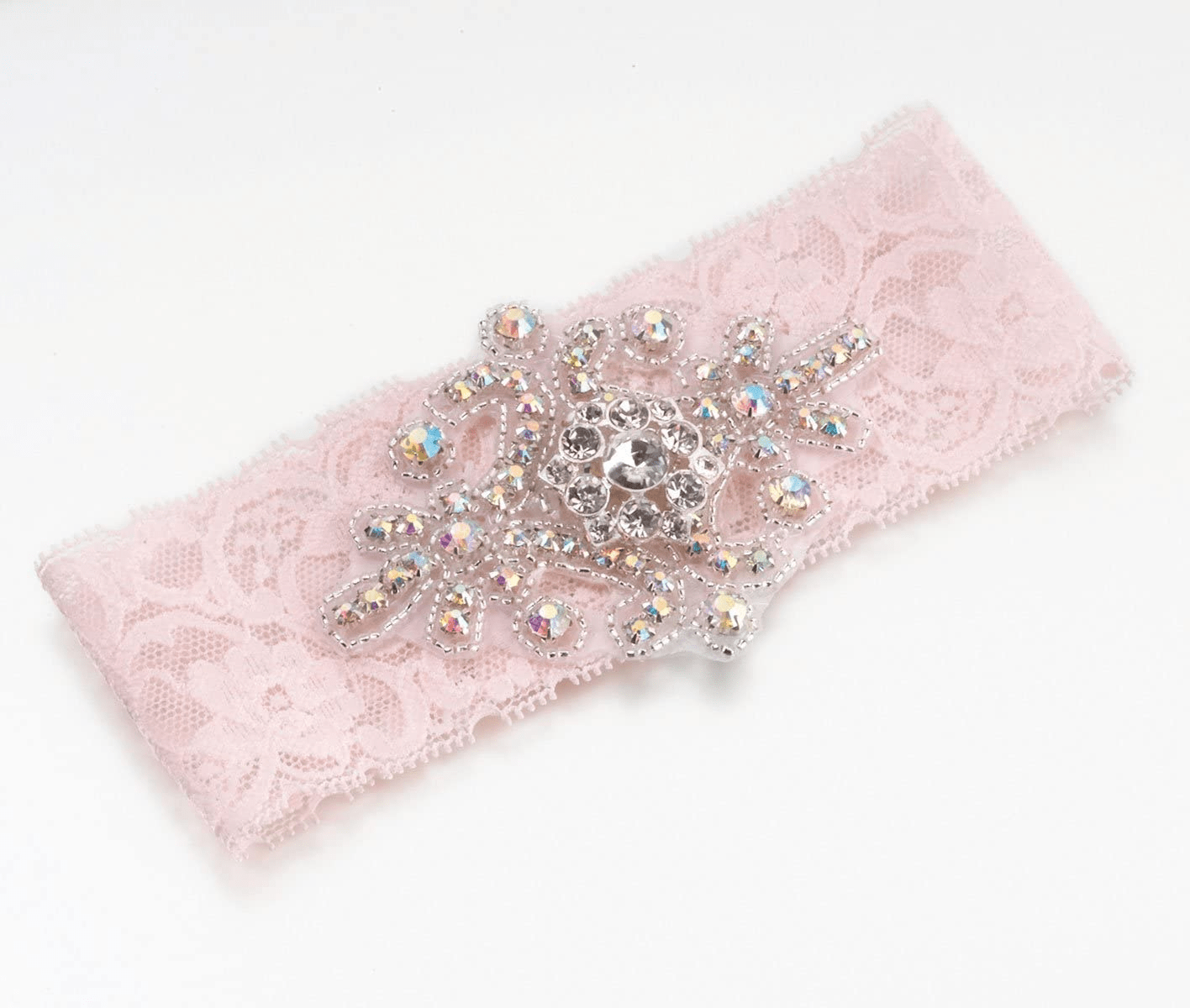 Lillian Rose Black Jeweled Lace Leg Garter Prom Wedding, 1 X 1 X 1 Inch Pink