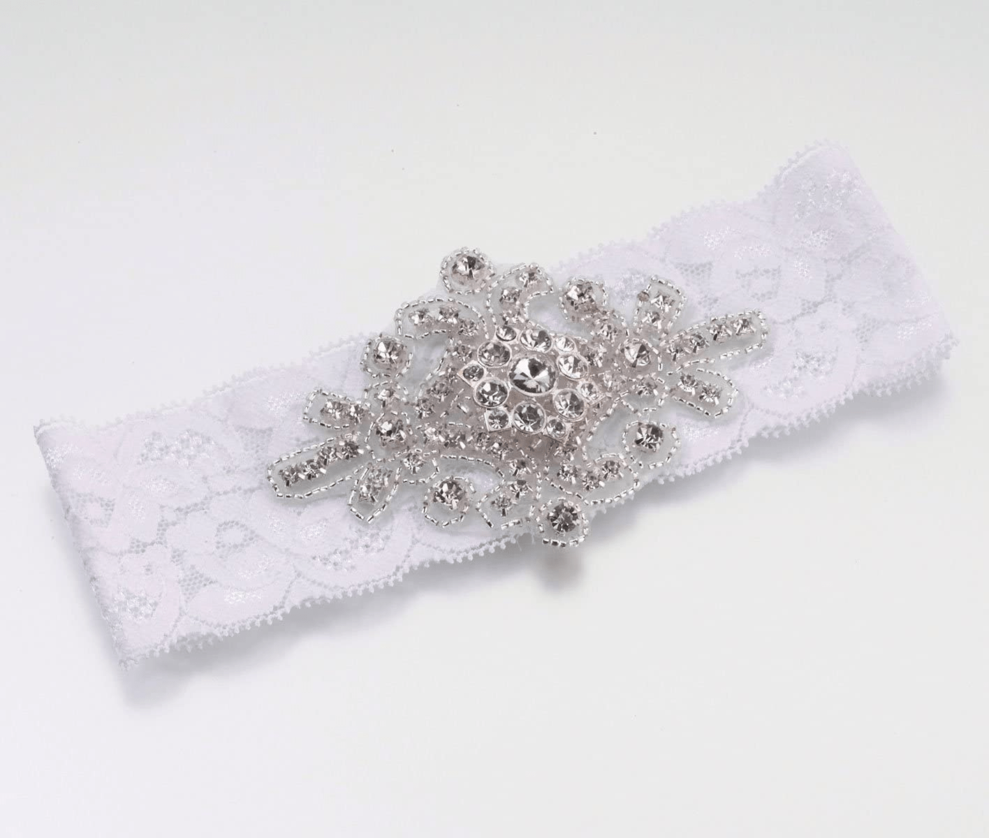 Lillian Rose Black Jeweled Lace Leg Garter Prom Wedding, 1 X 1 X 1 Inch White