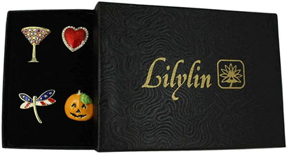 Lilylin Designs 8 Pieces Small Unisex Lapel Tac Pin Set for Women Men Girls, Unique Boxed Gift with Valentine Easter Christmas Halloween and More Holiday Jewelry