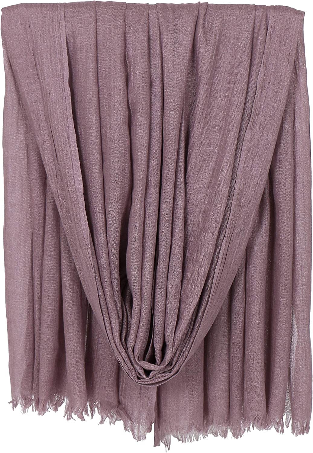 LMVERNA Women Solid Color Scarfs Large Long Lightweight Fringed Headscarf Linen Sheer Shawl Wrap Apparel & Accessories > Clothing Accessories > Scarves & Shawls LMVERNA Skin Purple  