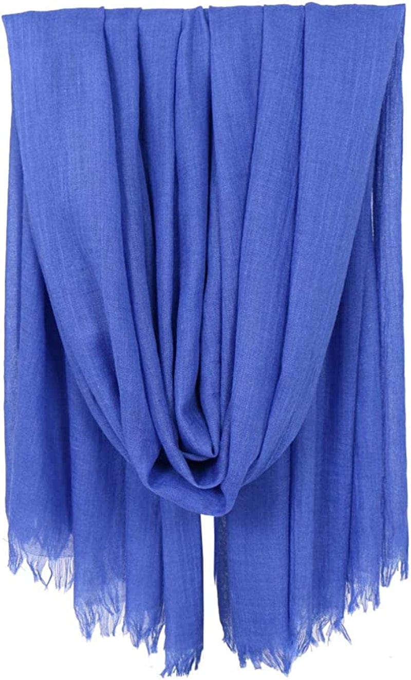LMVERNA Women Solid Color Scarfs Large Long Lightweight Fringed Headscarf Linen Sheer Shawl Wrap Apparel & Accessories > Clothing Accessories > Scarves & Shawls LMVERNA Blue  