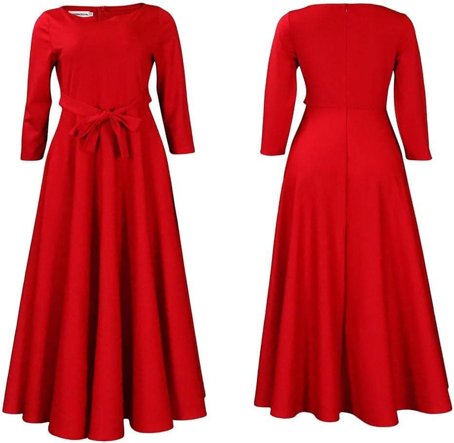 LOAIHA Women'S Oversized Cropped Sleeve Dress Summer Casual Loose Crew Neck High Waist Pleated Hem Dresses Tie Cocktail Party
