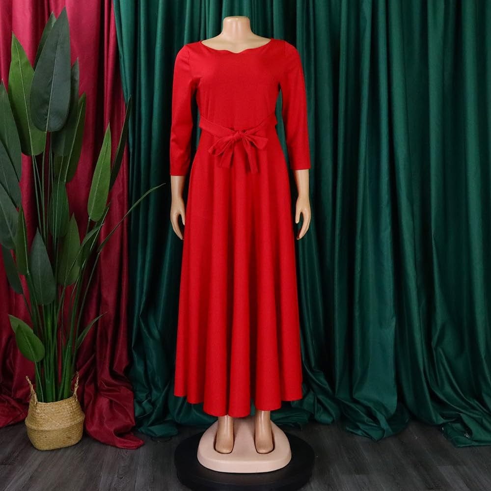 LOAIHA Women'S Oversized Cropped Sleeve Dress Summer Casual Loose Crew Neck High Waist Pleated Hem Dresses Tie Cocktail Party