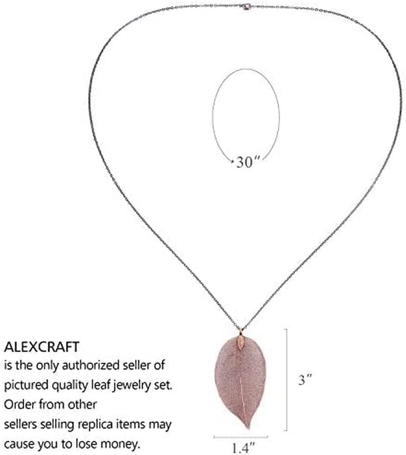 Long Leaf Necklace for Women Real Natural Leaf Jewelry Set Bulk Statement Necklaces A-Leaf set-4