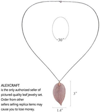 Long Leaf Necklace for Women Real Natural Leaf Jewelry Set Bulk Statement Necklaces A-Leaf set-4