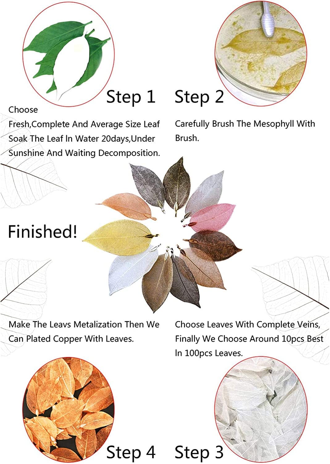 Long Leaf Necklace for Women Real Natural Leaf Jewelry Set Bulk Statement Necklaces A-Leaf set-4