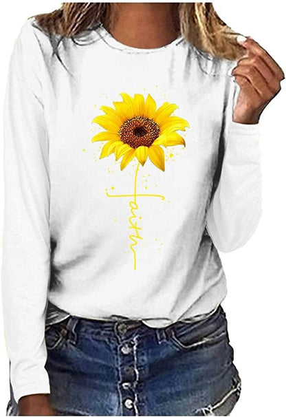 Long Sleeve Casual Shirts for Women Fall Graphic with Saying My Blood Type Is Dr Pepper Casual Crewneck Tshirts Tops White / X-Large