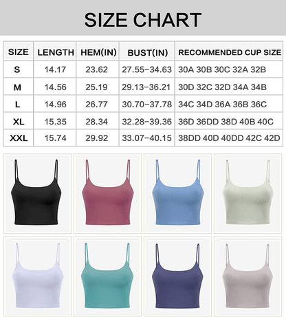 Longline Camisole Crop Womens Tank Tops Wireless Seamless Sport Bra Yoga Workout Shirt for Teen Girl Blue / XX-Large