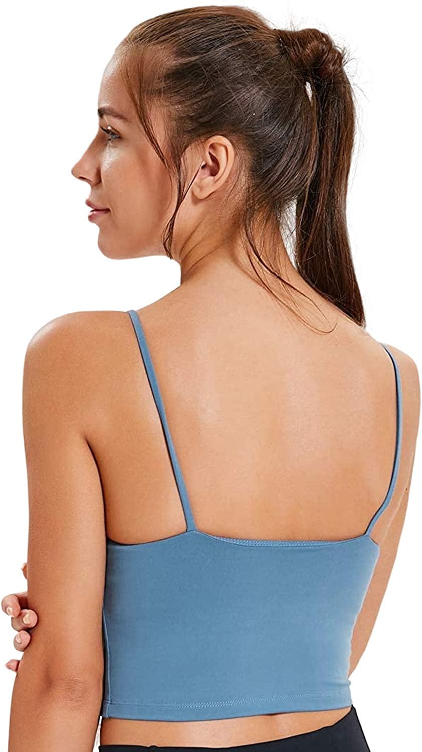Longline Camisole Crop Womens Tank Tops Wireless Seamless Sport Bra Yoga Workout Shirt for Teen Girl Blue / XX-Large