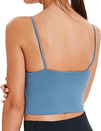 Longline Camisole Crop Womens Tank Tops Wireless Seamless Sport Bra Yoga Workout Shirt for Teen Girl Blue / XX-Large