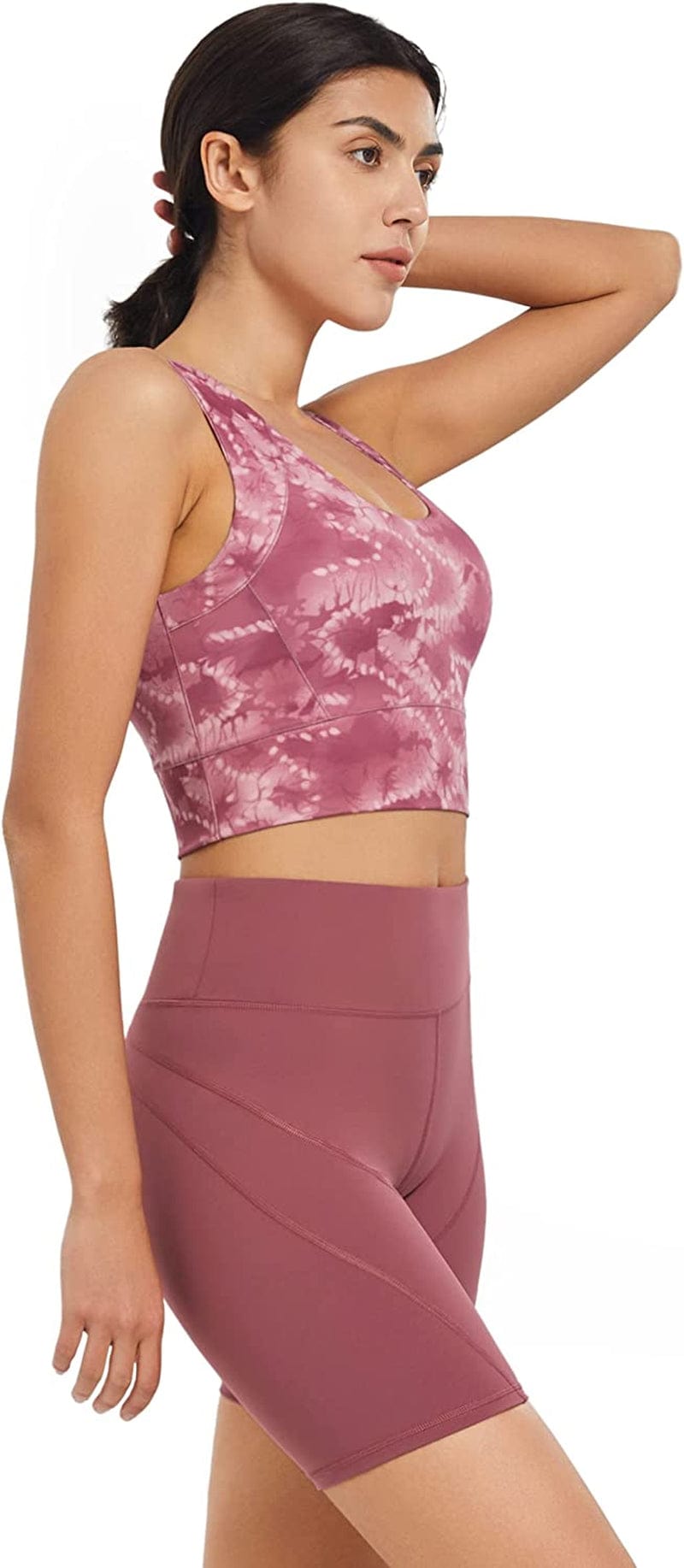 Longline Sports Bras for Women Padded Workout Tops Medium Support Crop Tops for Women