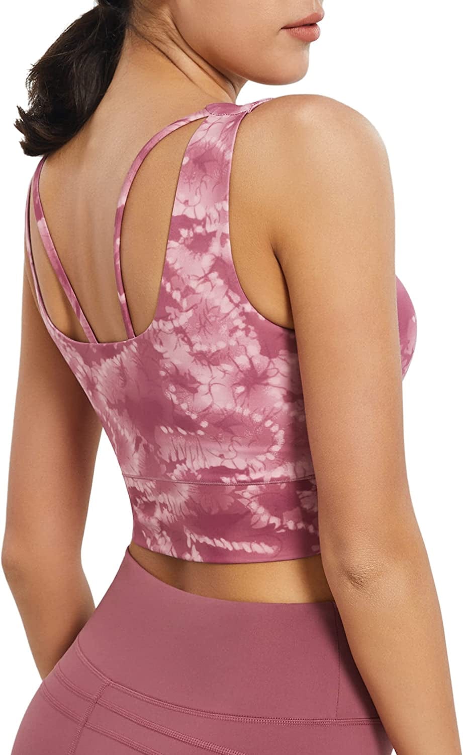 Longline Sports Bras for Women Padded Workout Tops Medium Support Crop Tops for Women