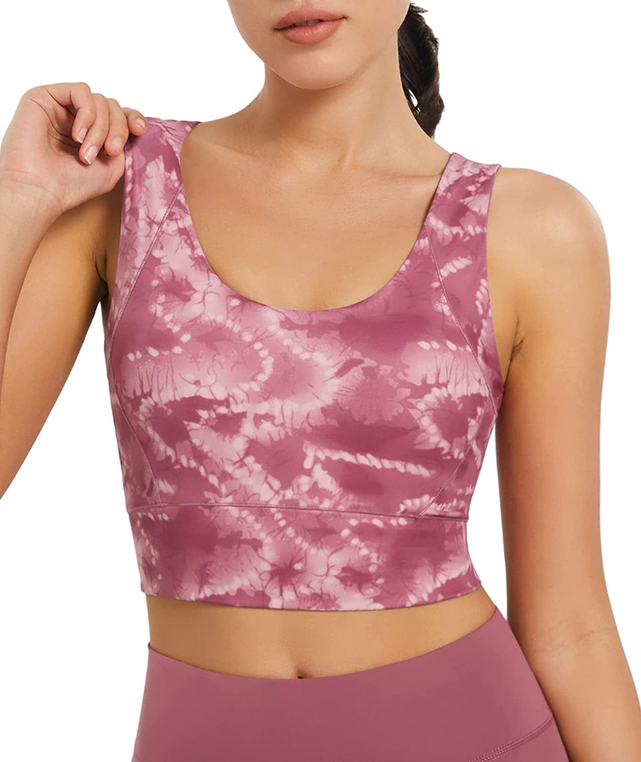 Longline Sports Bras for Women Padded Workout Tops Medium Support Crop Tops for Women
