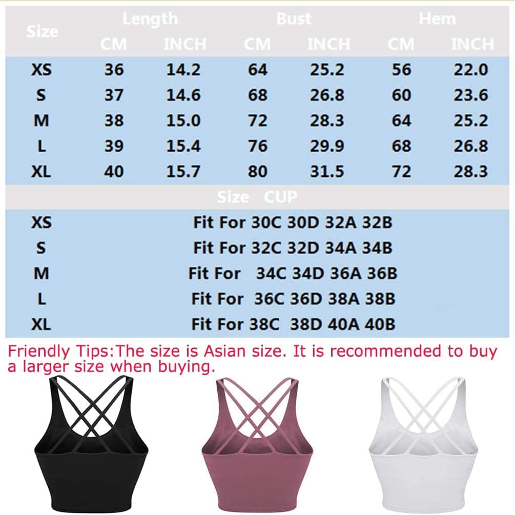 Longline Sports Bras for Women Workout Padded Sports Yoga Bra Tank Tops Crop Top