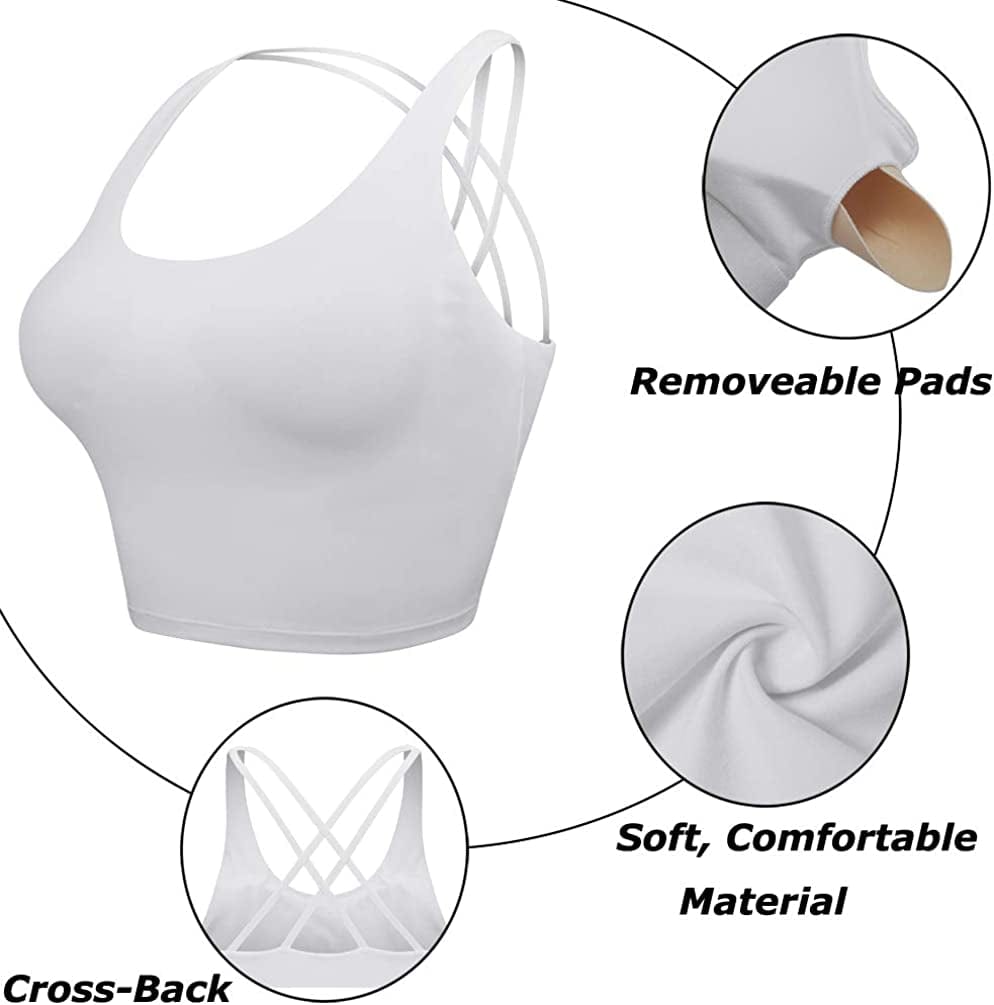 Longline Sports Bras for Women Workout Padded Sports Yoga Bra Tank Tops Crop Top