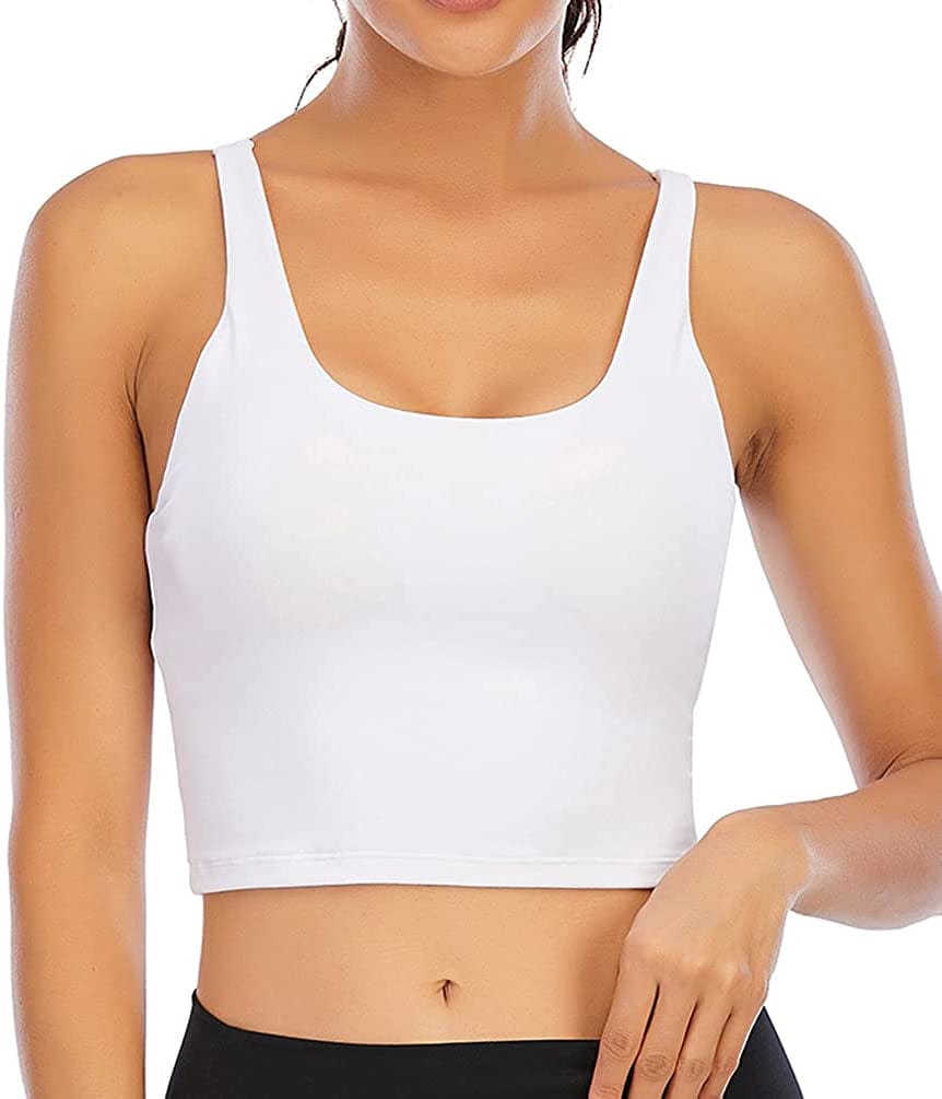 Longline Sports Bras for Women Workout Padded Sports Yoga Bra Tank Tops Crop Top