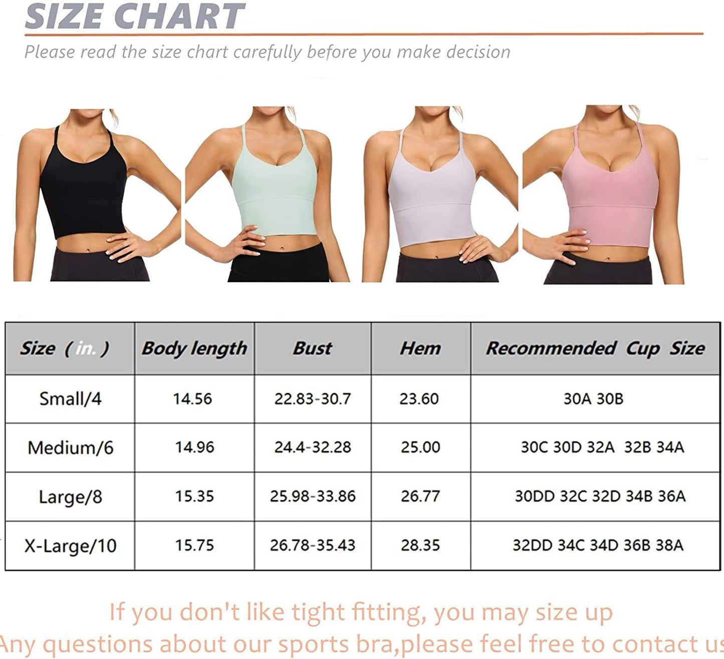 Longline Strappy Padded Sports Bras Workout Running Tank Crop Tops Yoga Gym Fitness Activewear for Women