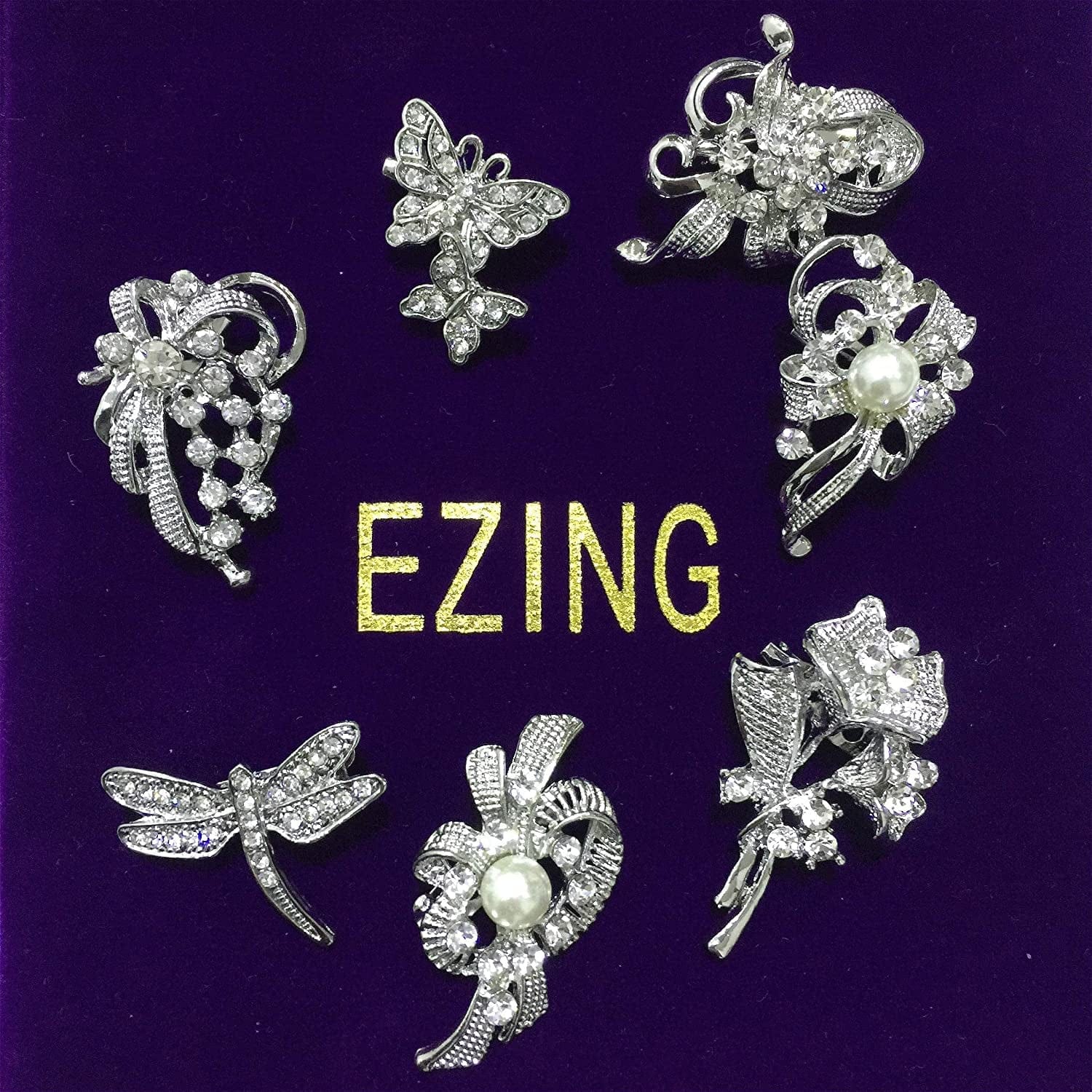 Lot 24Pc Shining Rhinestone Crystal Brooches Pins DIY Wedding Bouquet Kit