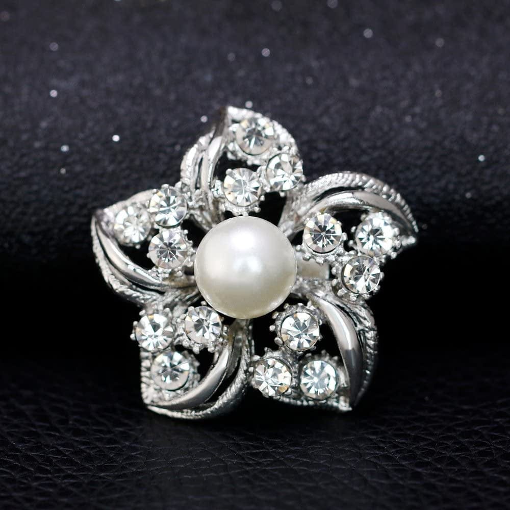 Lot 24Pc Shining Rhinestone Crystal Brooches Pins DIY Wedding Bouquet Kit