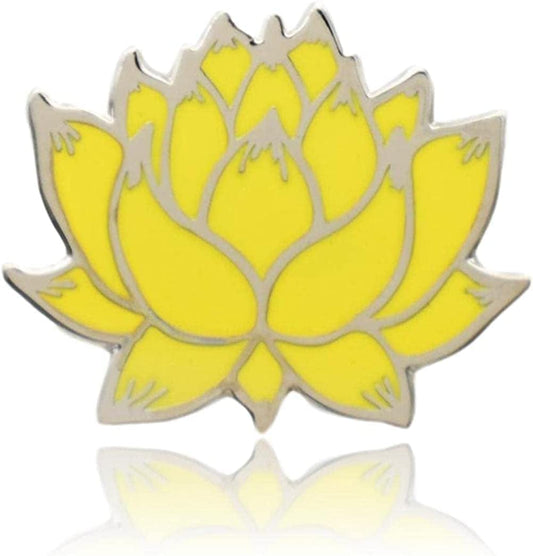 Lotus Flower Hard Enamel Lapel Pin Silver / Yellow