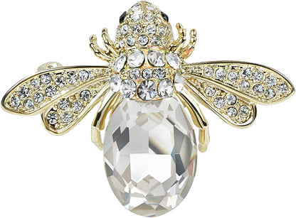 Lovely Crystal Bumble Honey Bee Insect Brooch Pins Collar Pin Lapel Pin Costume Jewelry for Women Gold