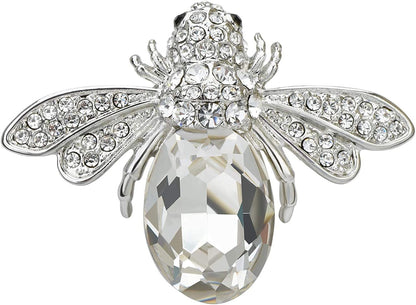 Lovely Crystal Bumble Honey Bee Insect Brooch Pins Collar Pin Lapel Pin Costume Jewelry for Women Clear