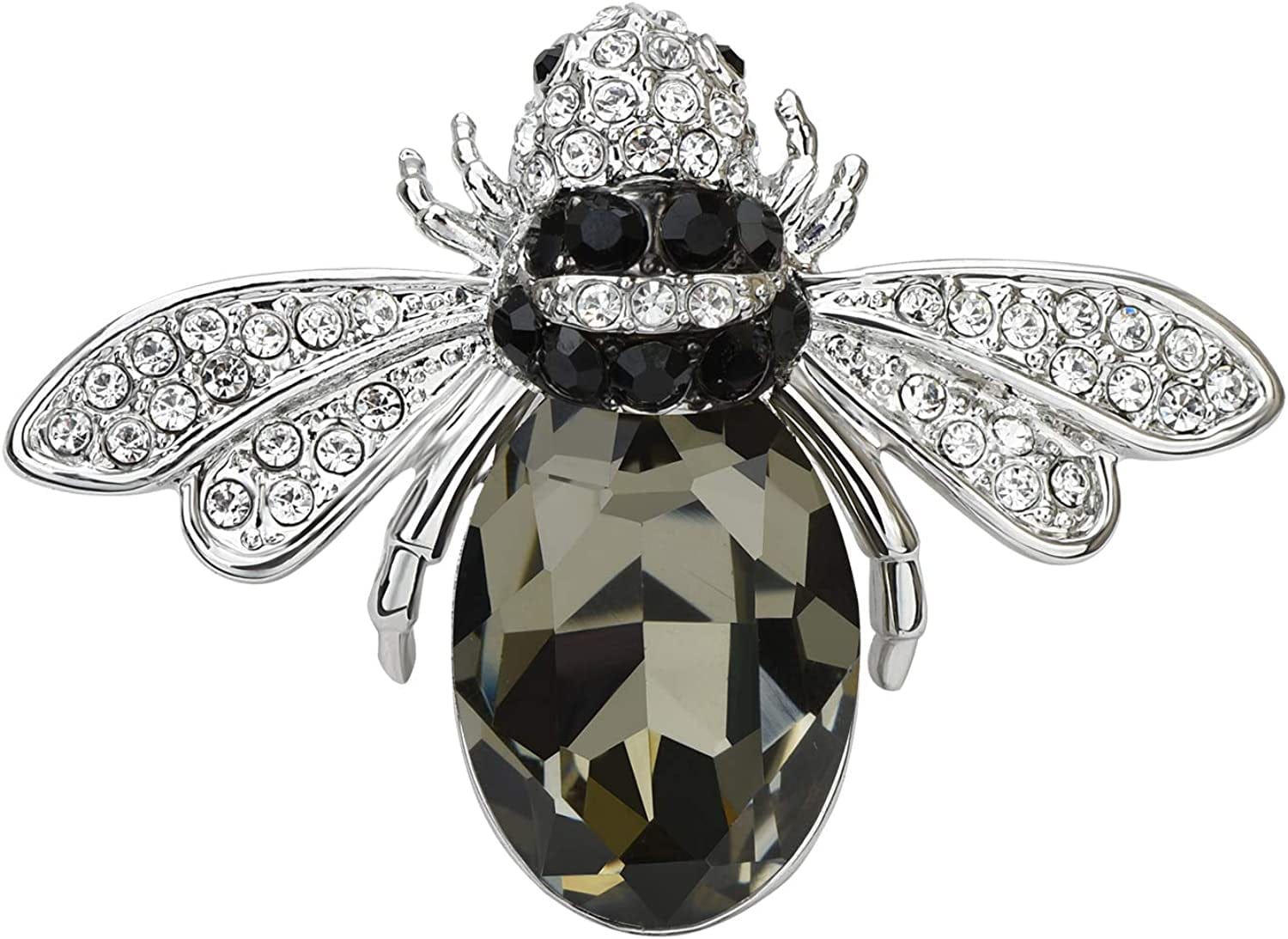 Lovely Crystal Bumble Honey Bee Insect Brooch Pins Collar Pin Lapel Pin Costume Jewelry for Women Grey